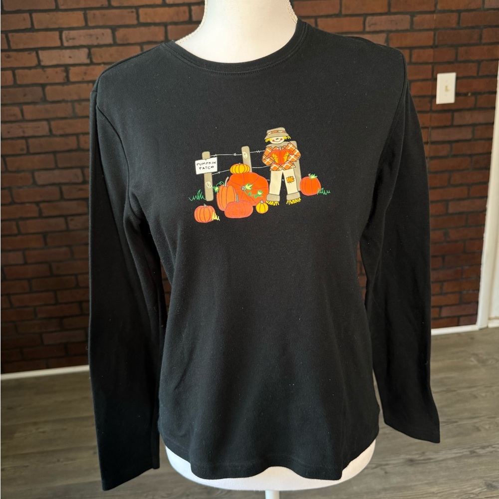 Mountain Lake Pumpkin Patch Scarecrow Long Sleeve Medium